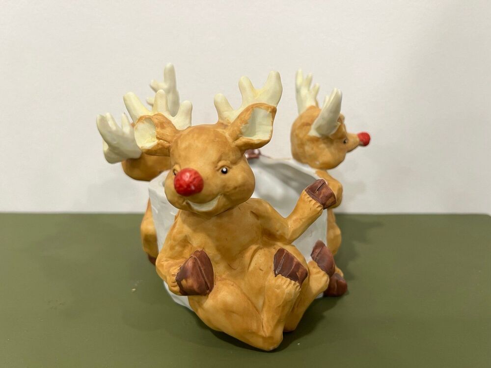 Vintage 1980s Rudolph the Red-Nosed Reindeer Tapper Candle Holder Holiday Decor